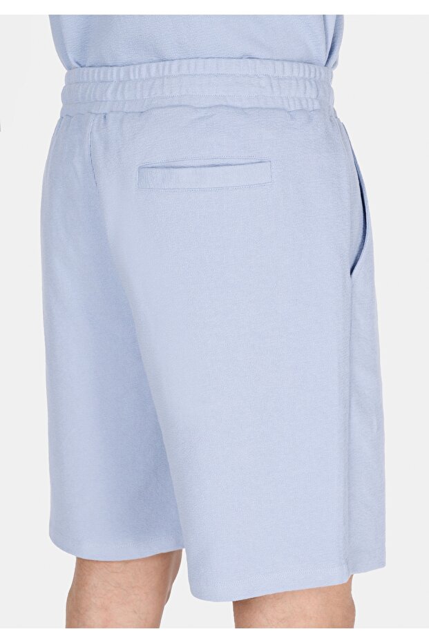 Regular Fit Orta Bel Düz Erkek Mavi Şort - 5