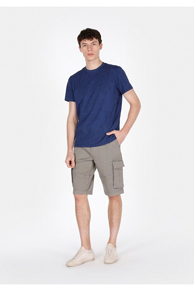 Regular Fit Orta Bel Düz Erkek Yeşil Şort - 3