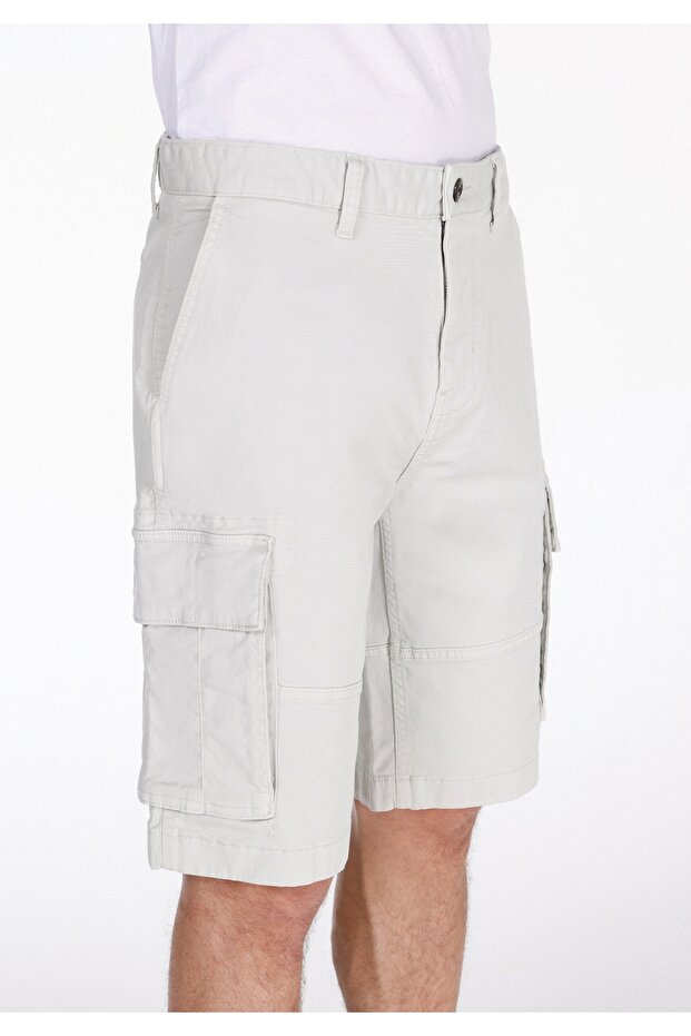 Regular Fit Orta Bel Düz Erkek Taş Şort - 4