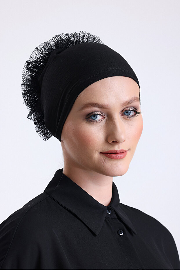 Seamless Women's Bonnet - Frilly Hijab, Combed Cotton and Inner Bonnet