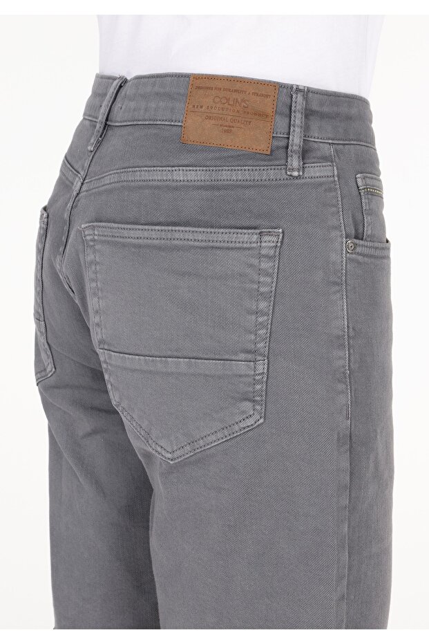 Regular Fit Orta Bel Düz Erkek Gri Şort - 6
