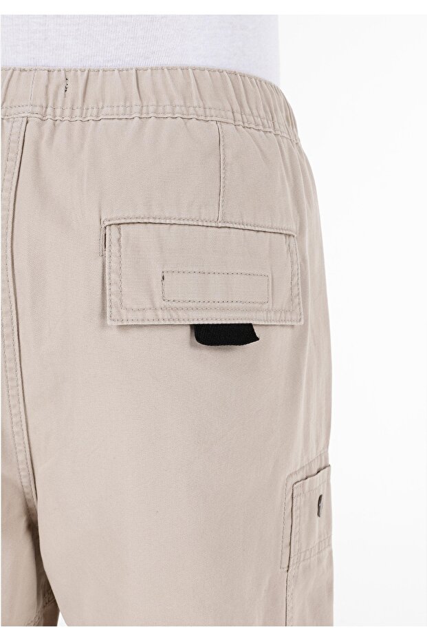 Comfort Fit Orta Bel Düz Erkek Bej Şort - 6
