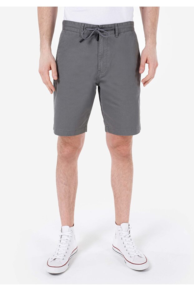 Regular Fit Orta Bel Cepli Antrasit Erkek Şort - 4