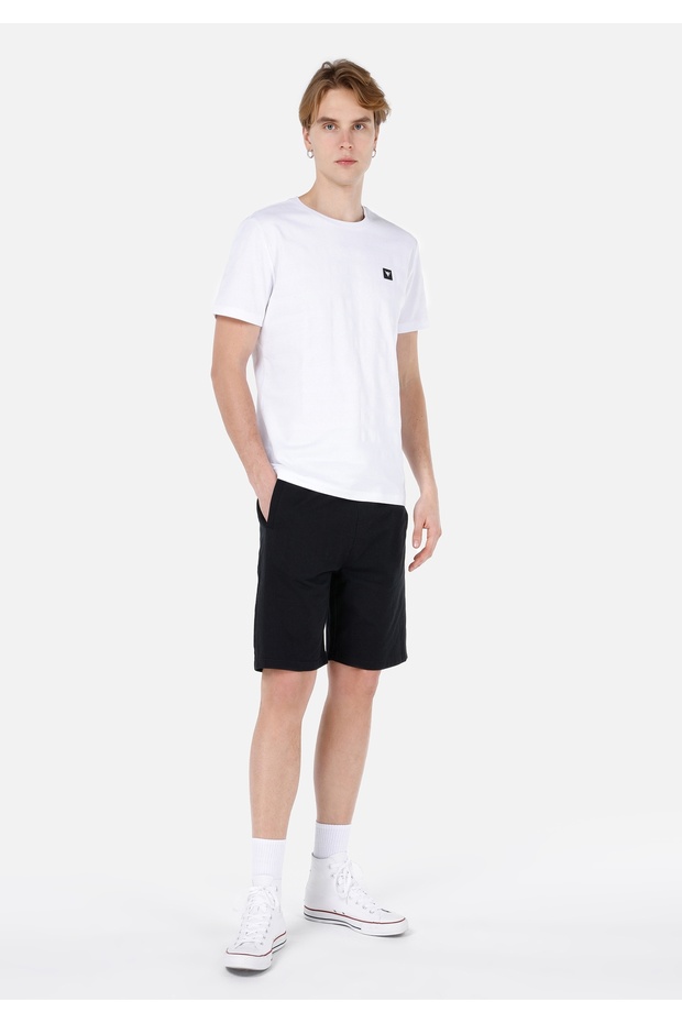 Regular Fit Orta Bel Düz Erkek Siyah Şort - 1