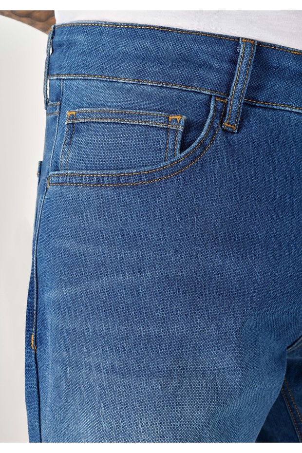 Regular Fit Orta Bel Düz Erkek Lacivert Şort - 5
