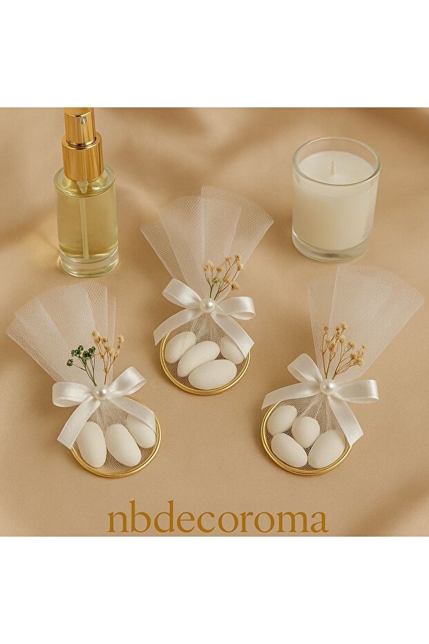 Nb Decoroma 10 Adet Süslemeli Halka Şekerleme Nikah Nişan Söz Düğün Hediyeliği