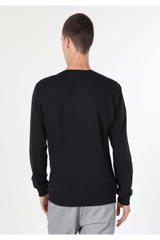 Regular Fit Erkek Siyah Sweatshirt - 2