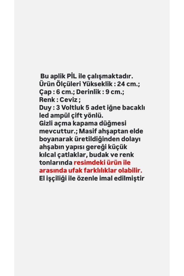 PİLLİ Masif Ahşap Yansıtma Tasarımlı Çift Yönlü Salon Hol Cafe Otel Duvar Aplik Avize - 7