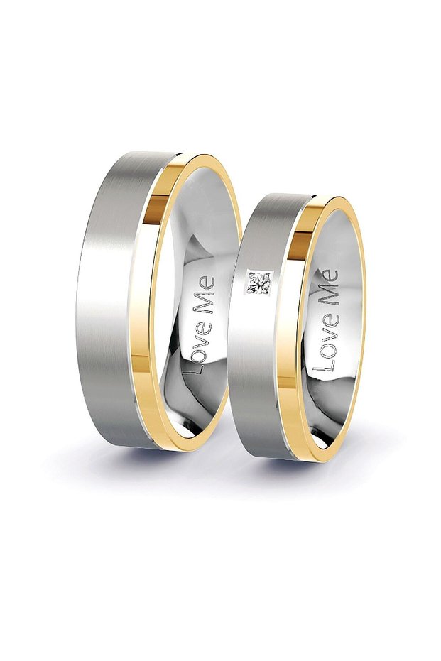 Love Me Brand 6mm Never Tarnish Gold White 2 Colors 1.Quality Steel Wedding Band Ring Lm-020G