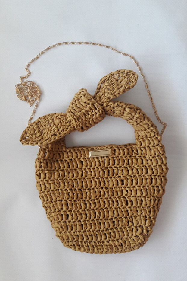 Fyonklu Hasır Omuz Çantası - 6