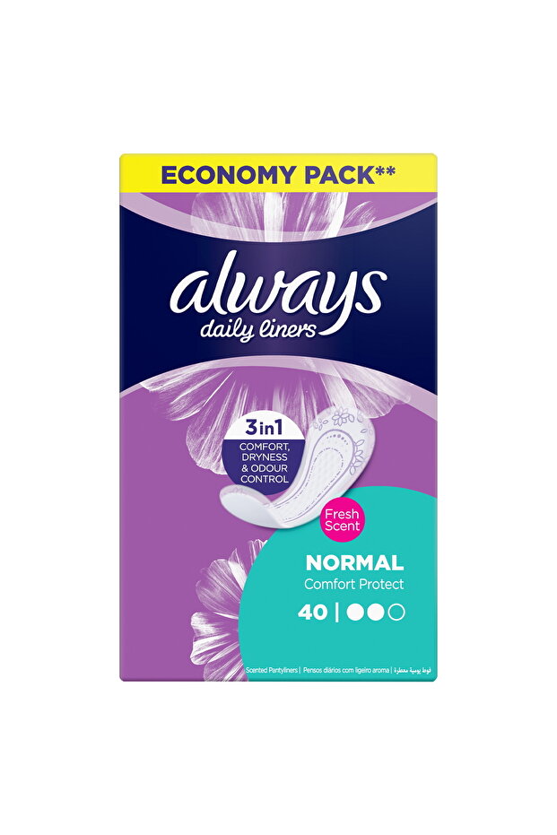 Daily Liners Comfort Protect Fresh Scent Normal – 40 Pads (Each 150mm)