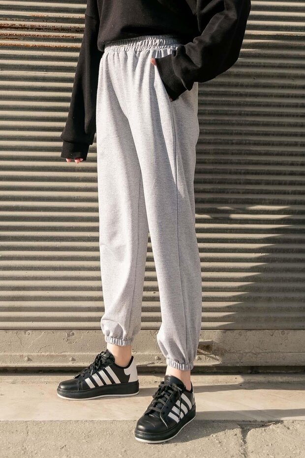 Waist and Leg Elastic Tracksuit Gray