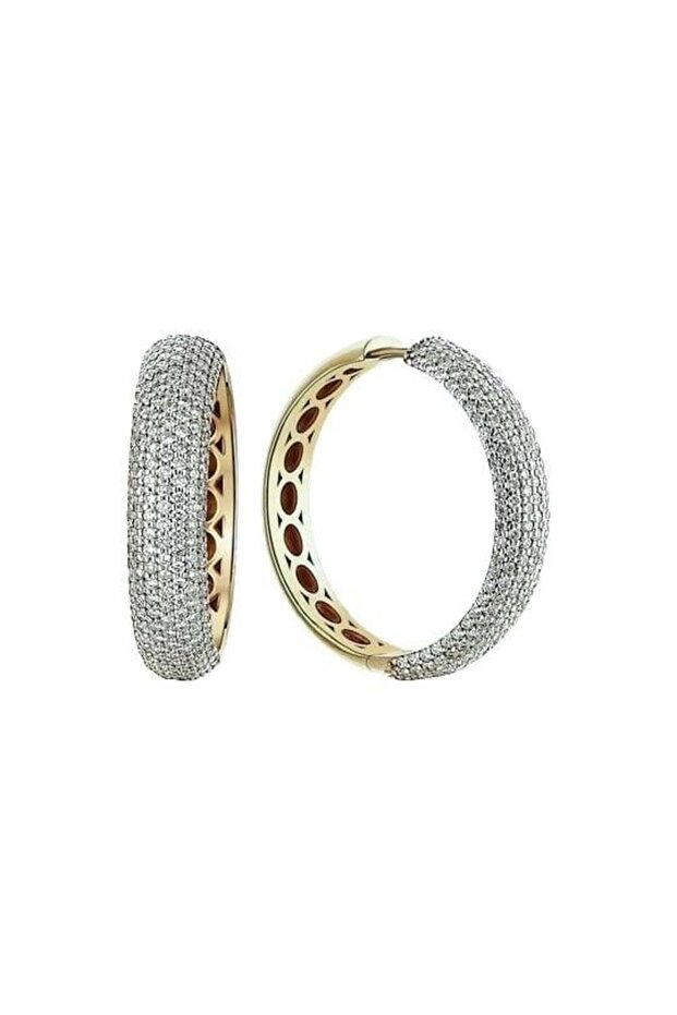 Mix sparkling zircon stone large size hoop earrings