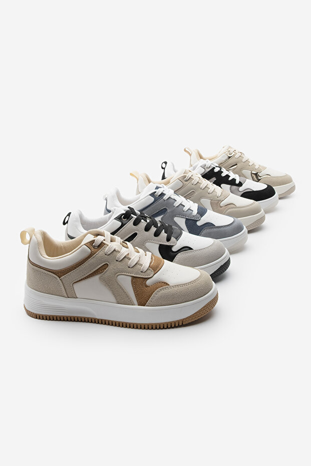 Kadın Sneaker Yüksek Taban Spor Ayakkabı Aryan Bej - 8