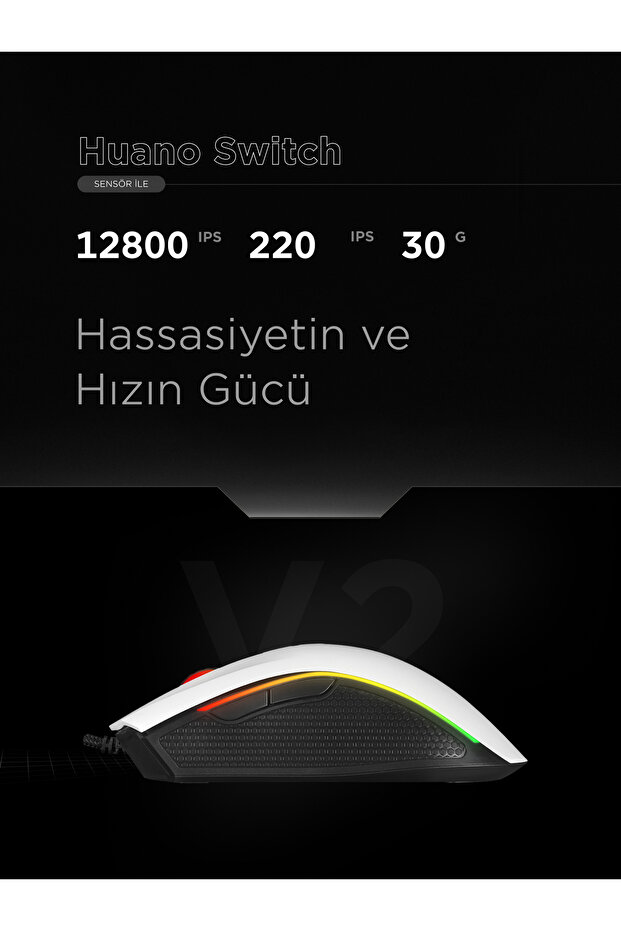 Smx-r44 V2 Makrolu Beyaz 12800 Dpı Rgb Usb Drag Click Örgü Kablo Pro Gaming Oyuncu Mouse - 6
