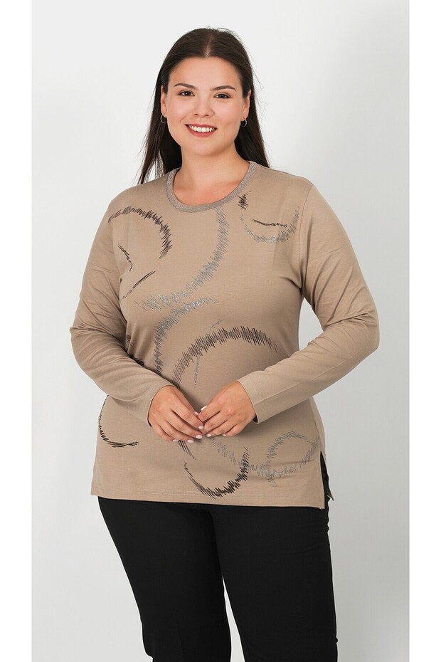 بلوزة قطن ممشط مطبوعة - 1