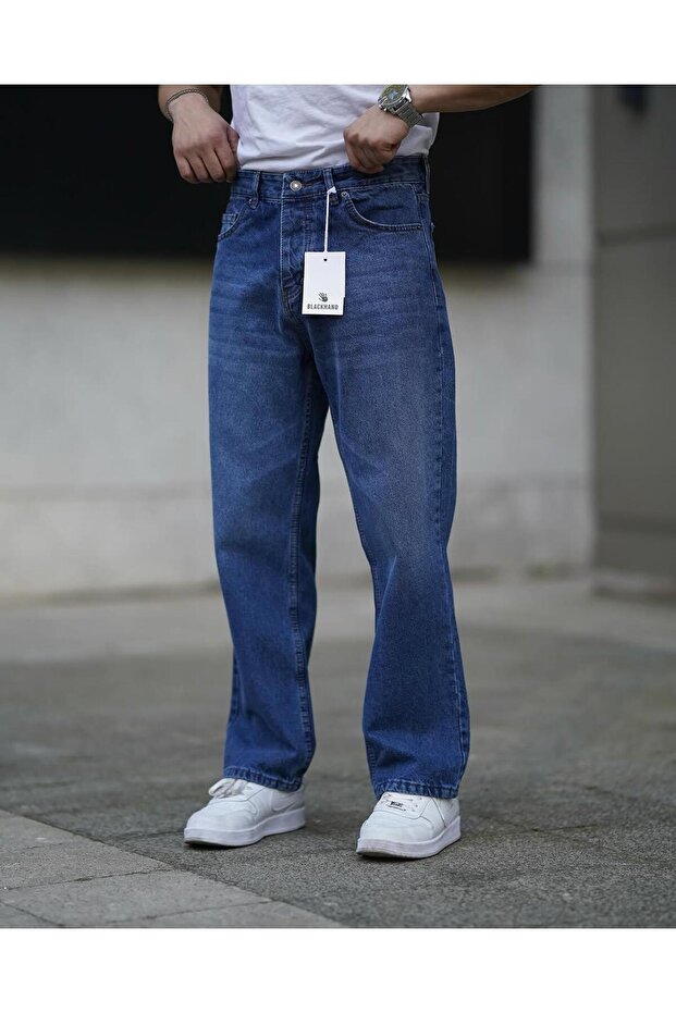 Dark Blue Stone Baggy Trousers
