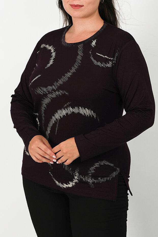 Baskılı Penye Bluz - 3