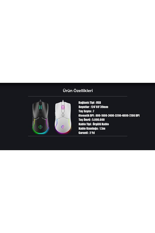 Air Black Rgb Kablolu Profesyonel Oyuncu Mouse - 9