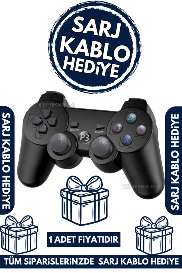 Ps3 Kablosuz Analog Oyun Kolu Oyuncu Konsolu Dualshock Wireless Joystick Controller Double Gamepad - 1