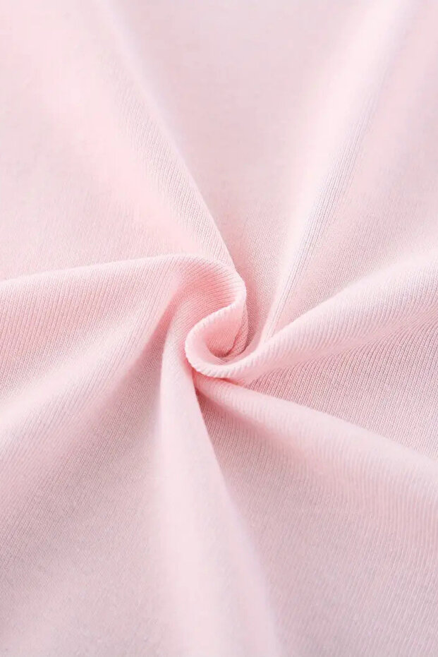 Pembe Bisiklet Yaka Basic Kadın Tişört - 5