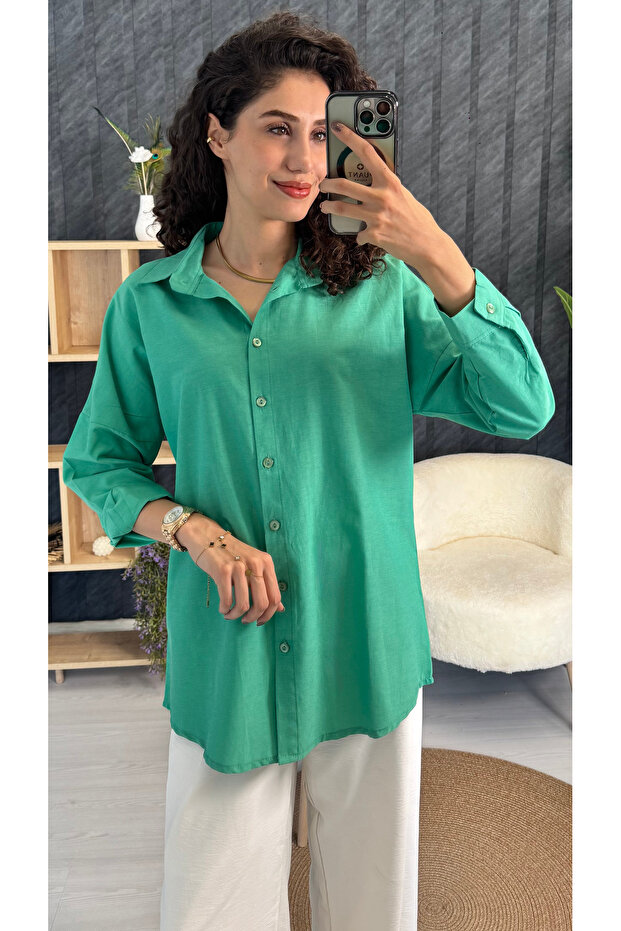 قميص كبير الحجم بأزرار - 3