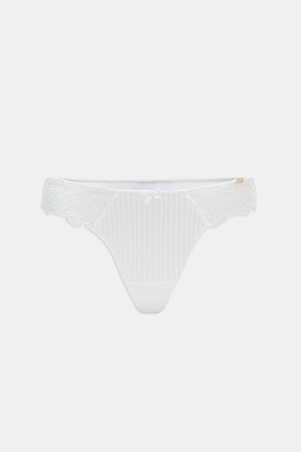 Paris Ekru Dantelli String Külot - 8