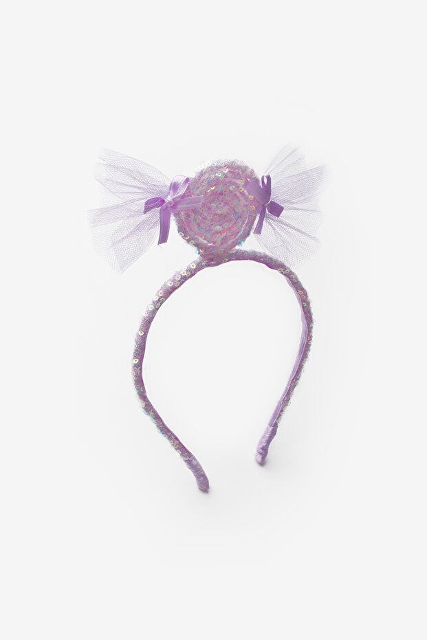 Lila  Pullu Şeker Figürlü Kız Çocuk Taç - 1