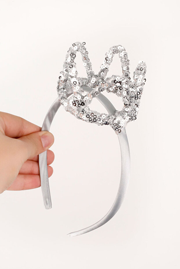 Silver Sequined Little Queen Girl's Crown