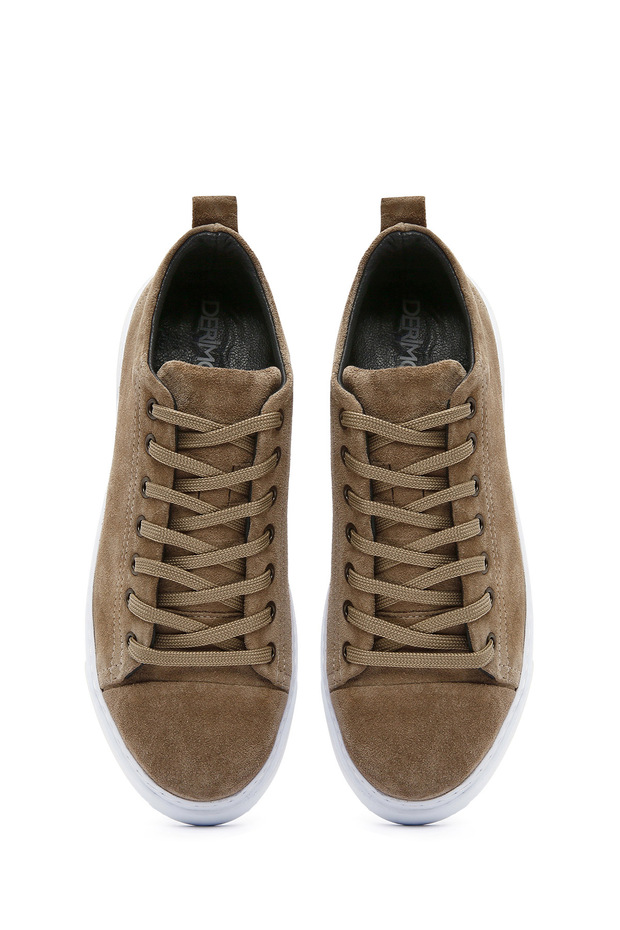 Erkek Vizon Bağcıklı Süet Deri Sneaker 25SFD752110 - 7