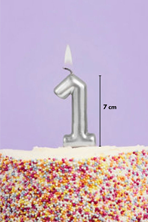 Gümüş 1 Rakamı Mum - 2