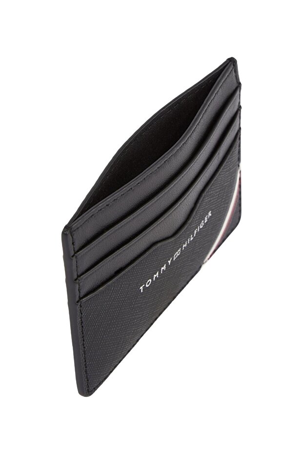 Férfi márka logója, sima felületű fekete pénztárca több kártyanyílással AM0AM11583 - 3