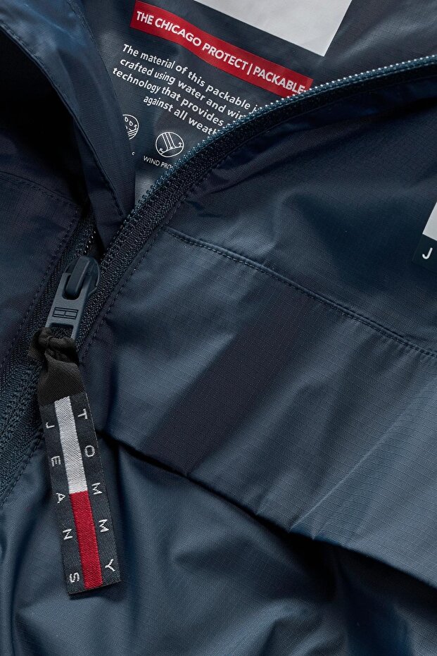 Męska bluza z logo marki, zapinana na suwak, z elastycznymi mankietami i obszyciem, wodoodporna, z wysokim kołnierzem i kapturem, rozmiar L - 4