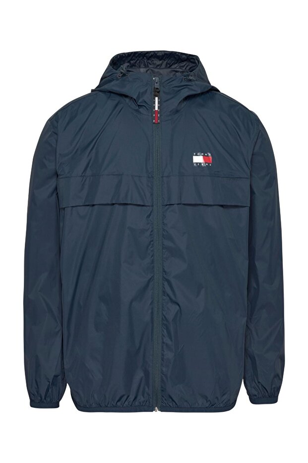 Męska bluza z logo marki, zapinana na suwak, z elastycznymi mankietami i obszyciem, wodoodporna, z wysokim kołnierzem i kapturem, rozmiar L - 1