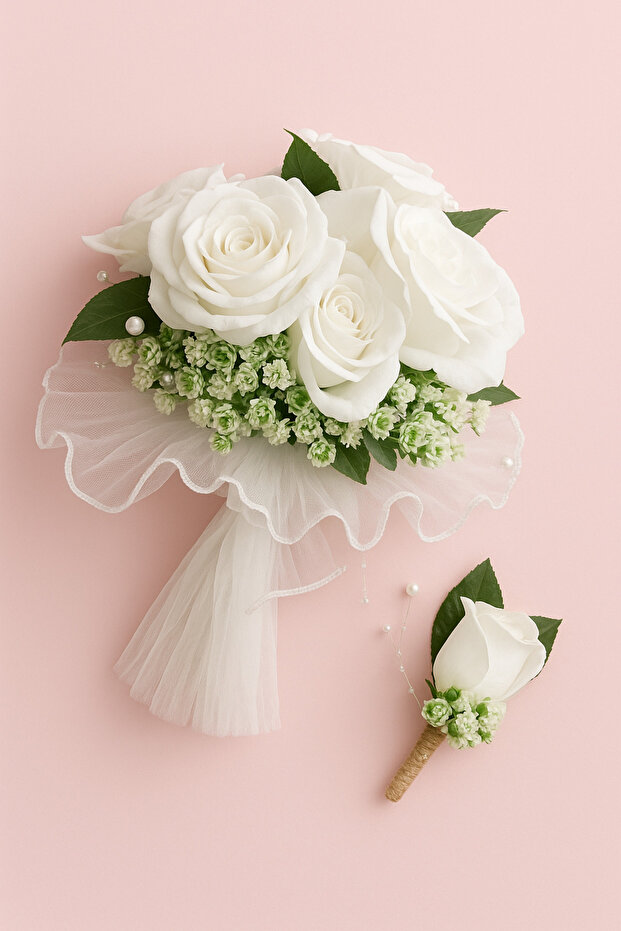White Rose Bouquet Bridal Flower