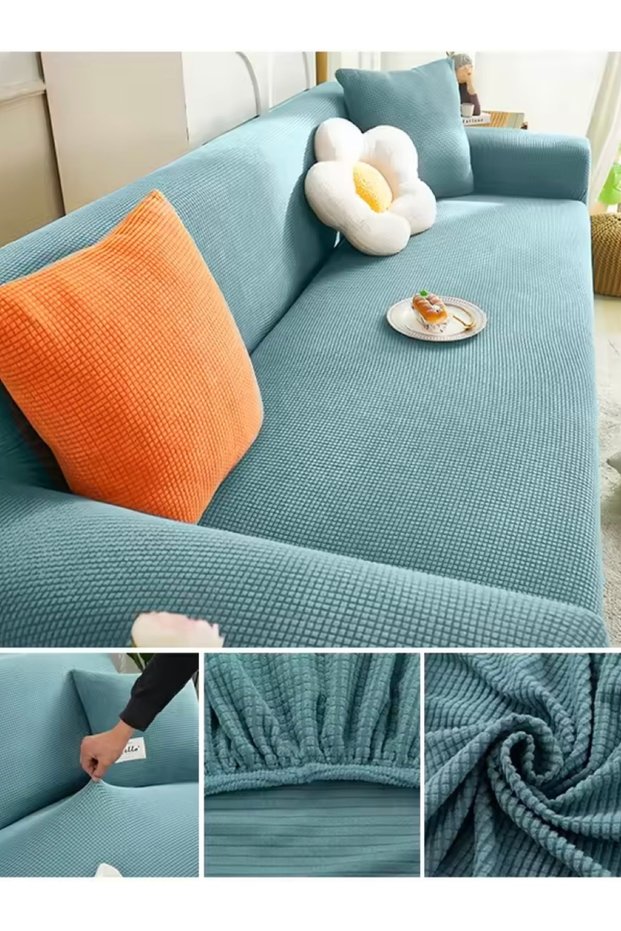 Seat Cover Sofa Cover Lycra Stretch Elastic Flexible Square Pattern Three Seater One Piece Sofa Cover