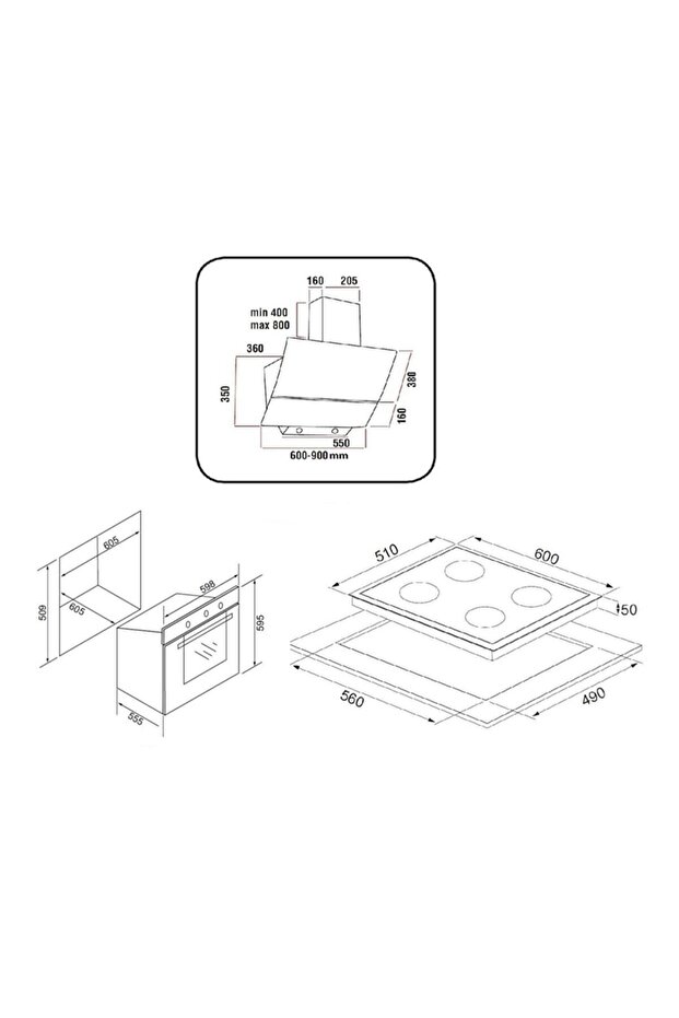 Smart Siyah 3 Lü Ankastre Set (ed402-eo320-ef200) - 5