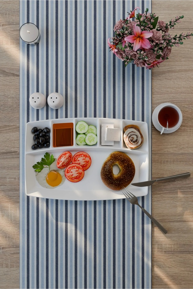 6 Bölmeli Polikarbon Kahvaltı Tabağı , 30x20 Cm, Sunum Tabağı - 1