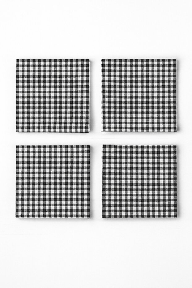 Fabric Napkin / Multi-Purpose Napkin Set / Gingham Fabric 8 Pieces 38 X 38