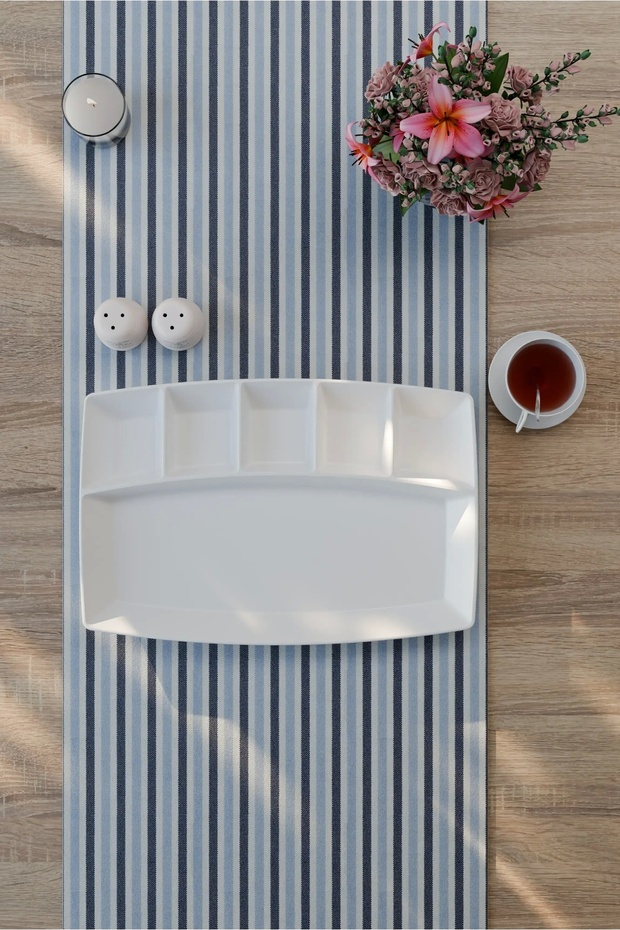 6 Bölmeli Polikarbon Kahvaltı Tabağı , 30x20 Cm, Sunum Tabağı - 6