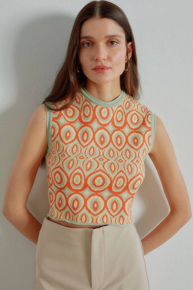 Renkli Tarz Kadın Triko - 1