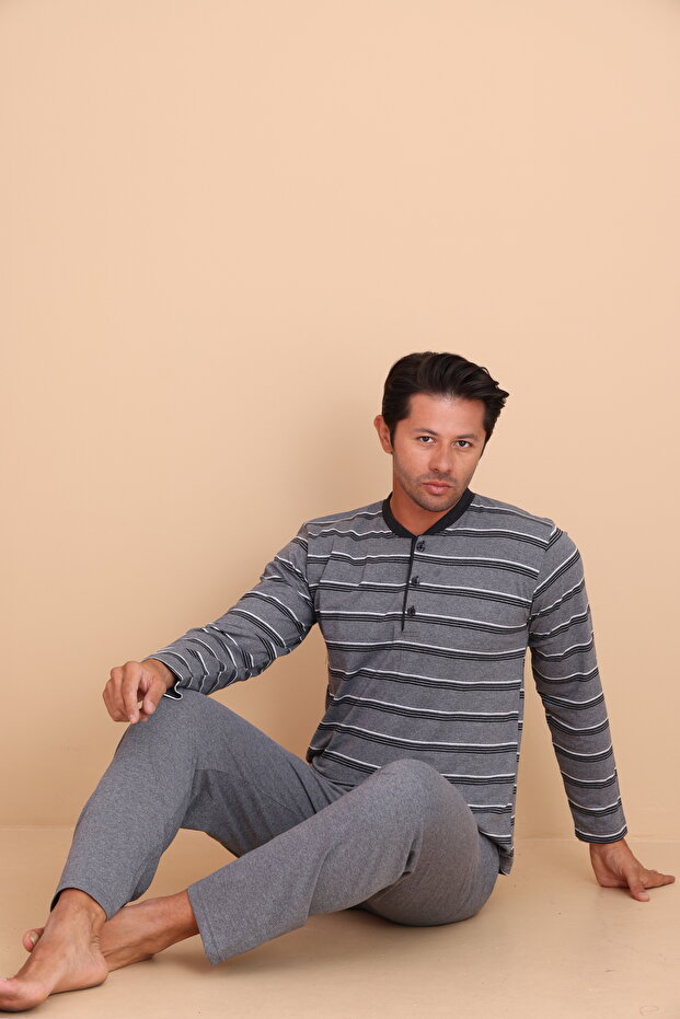 Brink Regular Gri Erkek Uzun Kol Pijama Takımı - 5