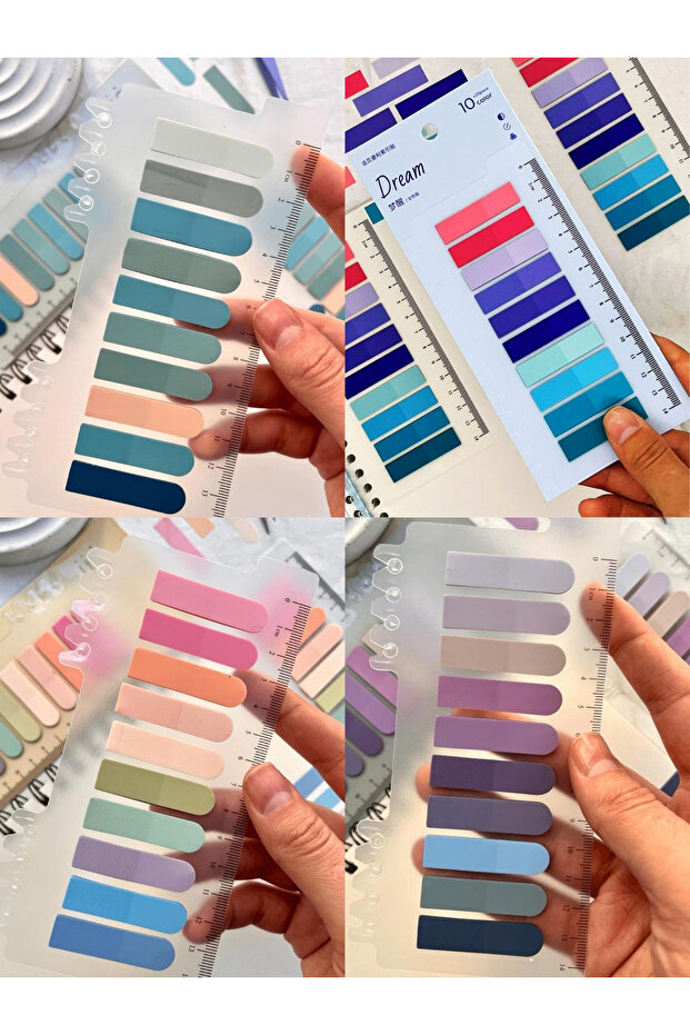 Pastel Tonlar 800 Yaprak Şeffaf Cetvelli Postit Not Kağıdı Seti 4 Adet Set-1 - 1