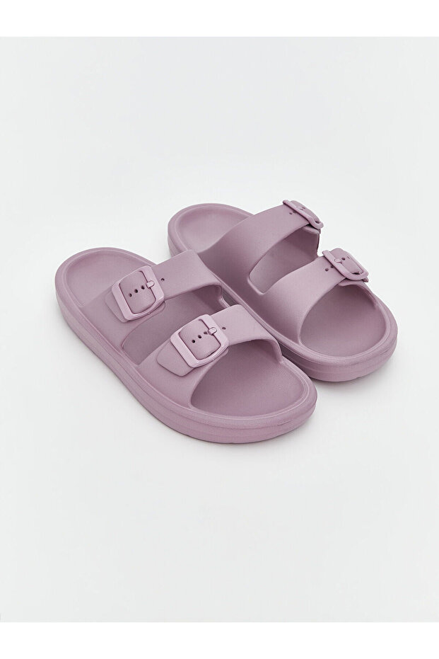 Lilac Double-Strapped Girls' Slippers (S6)