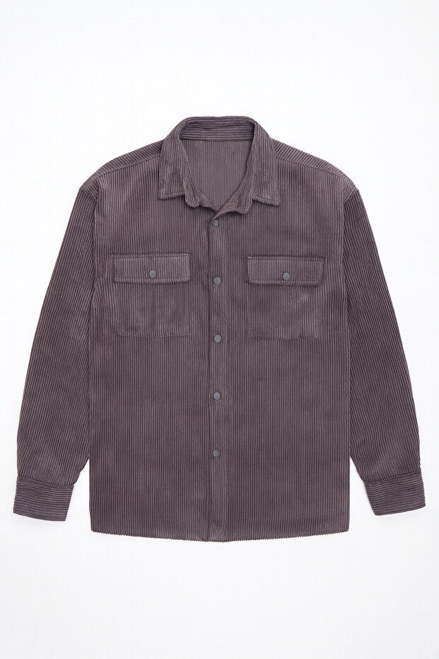 Haven Erkek Oversize Kalın Kadife Gömlek - 3