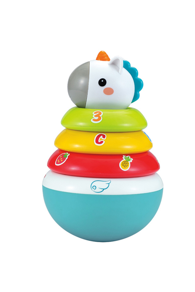 Roly-Poly Unicorn - 3-in-1 Stacking Toy, Rocker, and Rattle for Babies, Encourages Grasping, Ha