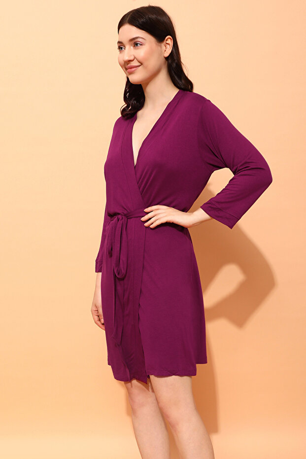 Chic Basic Robe in Wine color- Viscose - 2