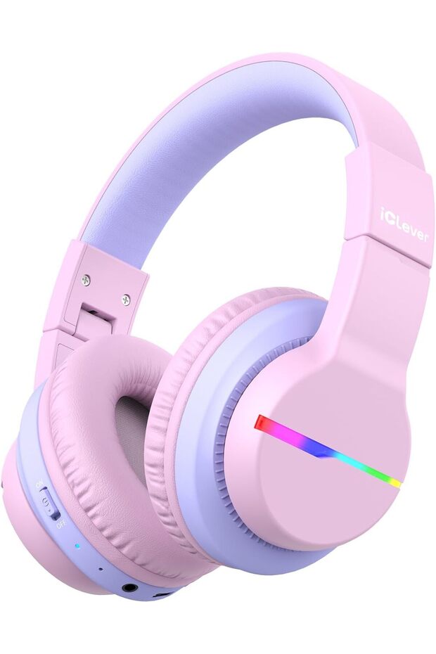 BTH12 Kids Bluetooth Headphones, LED Lights, Volume Limit, 85H Playtime, Bluetooth 5.2