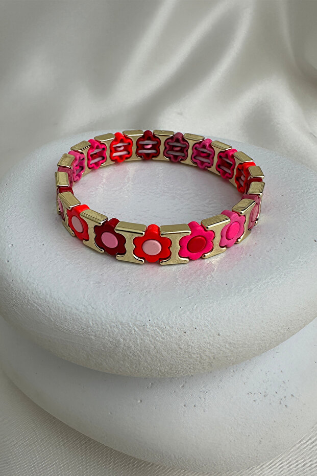 Flower Pattern Row Special Series Rubber Bracelet - 1