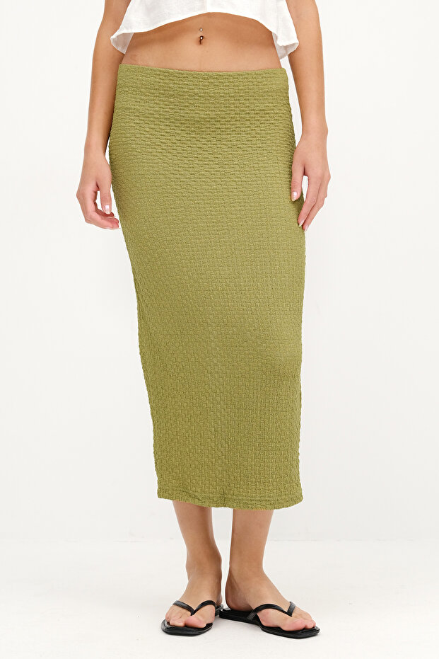 Dokulu Midi Etek E0575 - 2